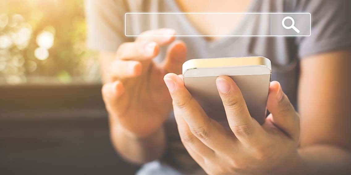 someone searching something on mobile