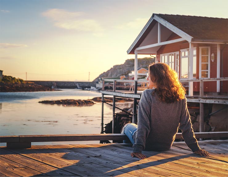woman at vacation home