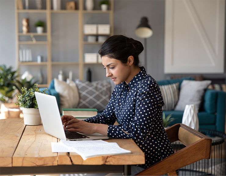 woman researching types of mortgages
