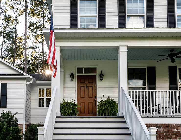 house with american flag