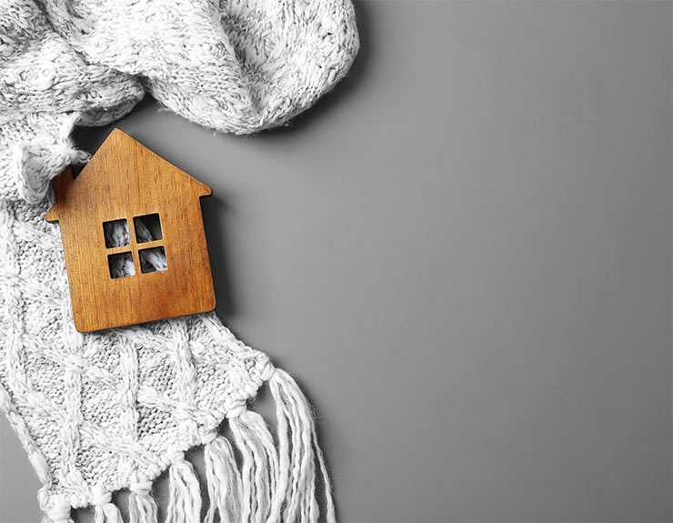 wooden house on scarf