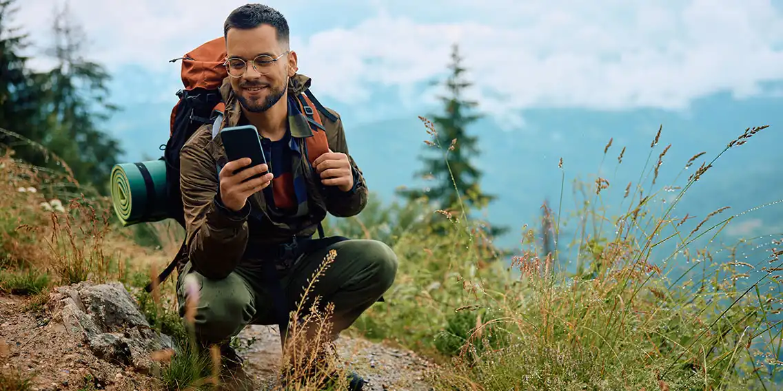 A man using his mobile