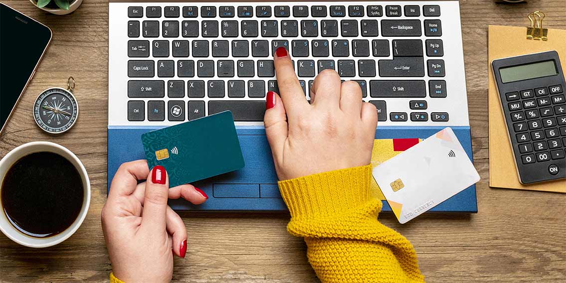 woman choosing new credit card