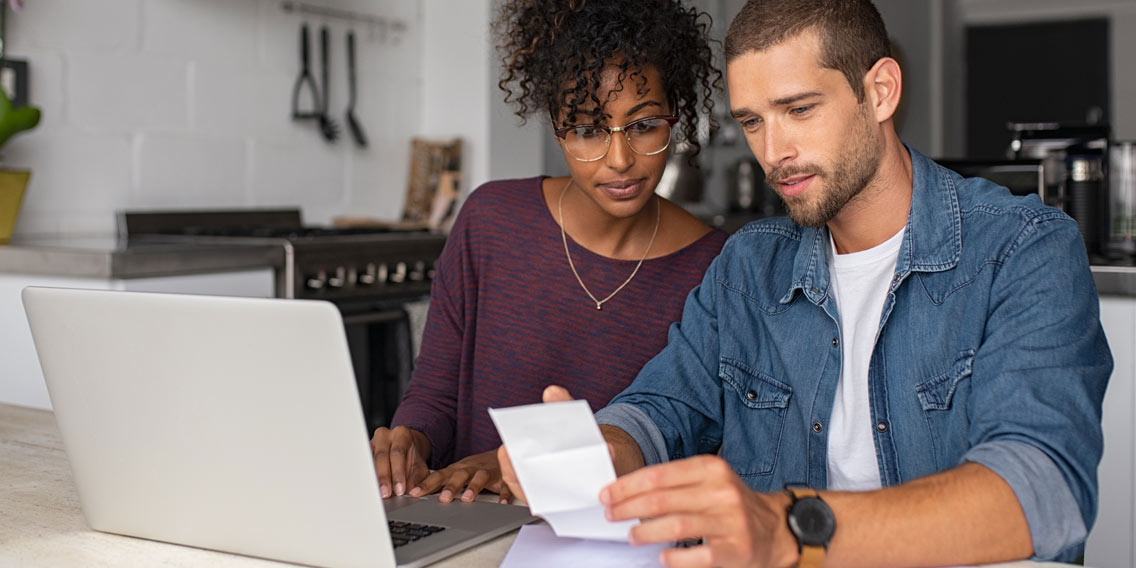 couple reviewing joint account online