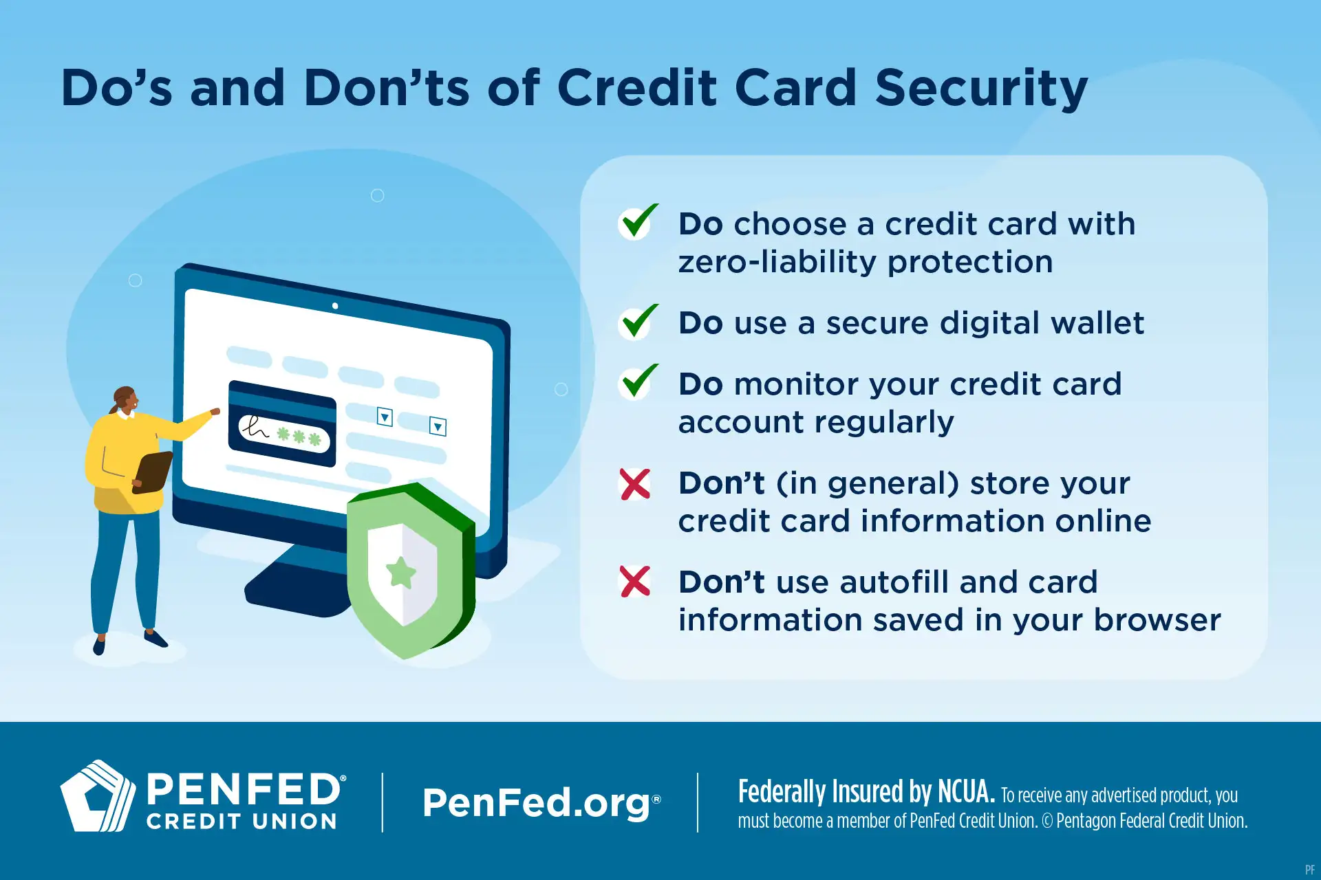 Infograhic do's and don't of credit card security desktop