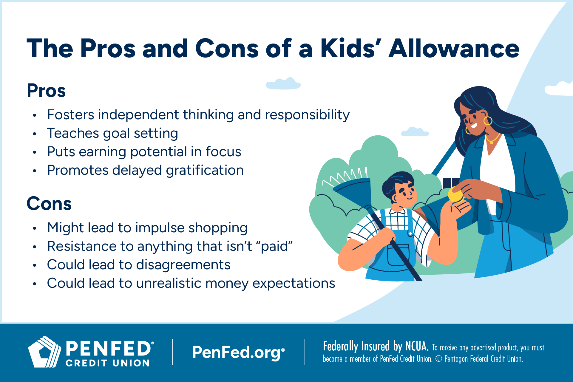 Infographic on pros cons allowance for kids
