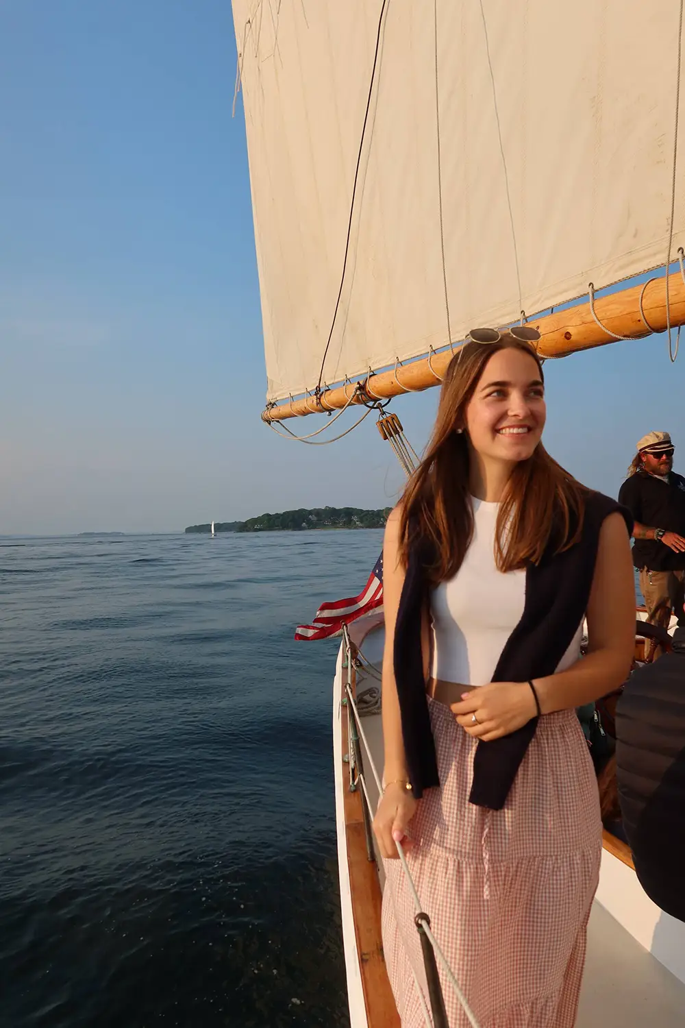 Sam Schlageter on a sailboat