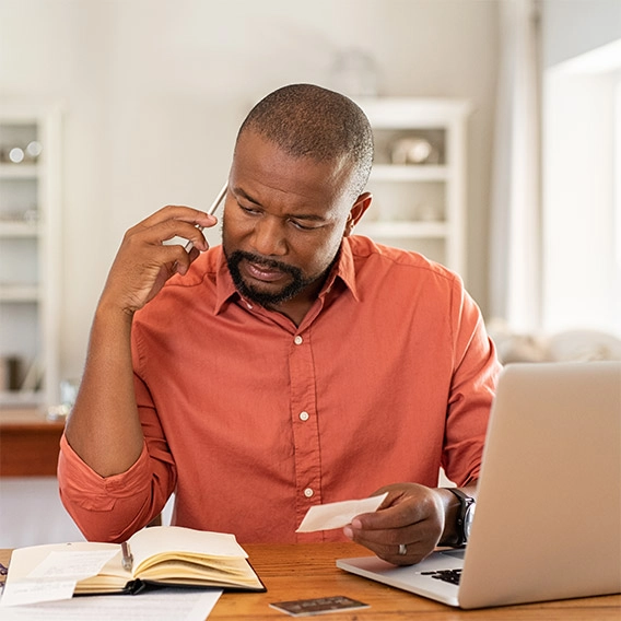 man reviewing credit