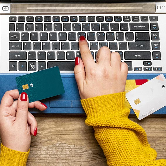 woman choosing new credit card