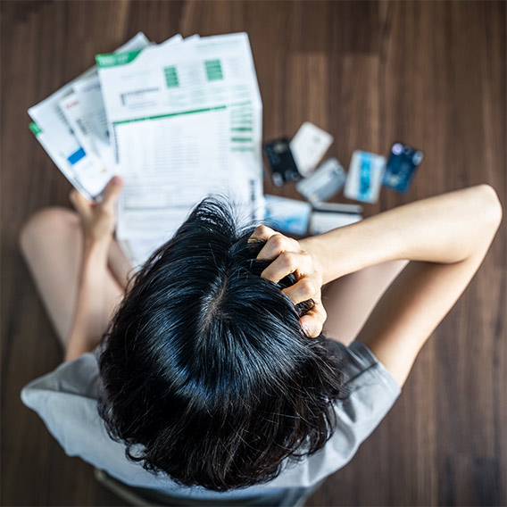 woman consolidating debt