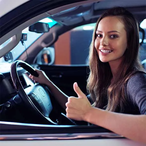 A lady inside the car