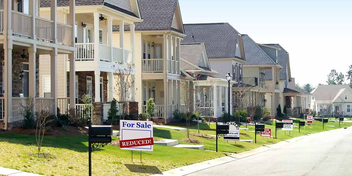 Houses for sale on a street