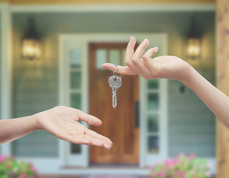 American flag hanging on house