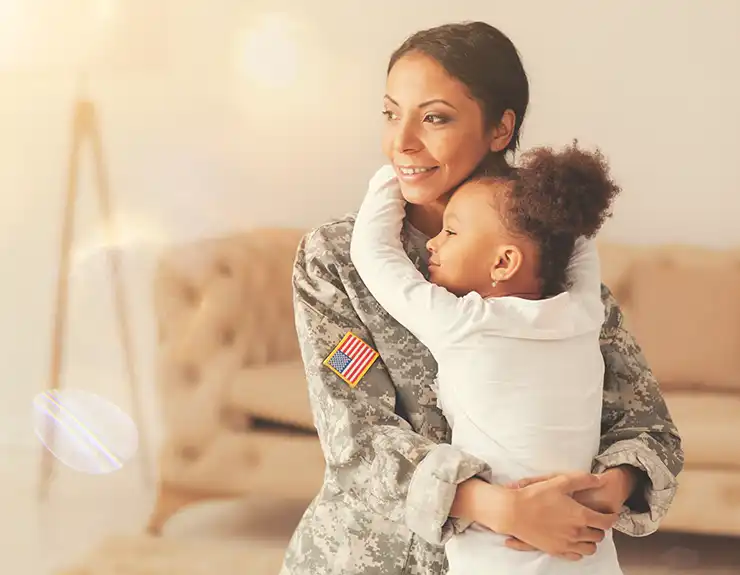 Happy mother and daughter reuniting after separation
