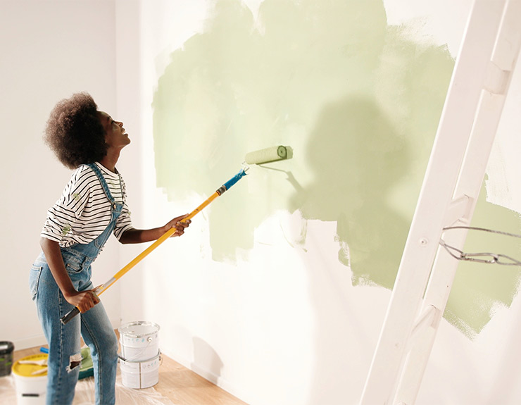 couple discussing home renovations and paint colors