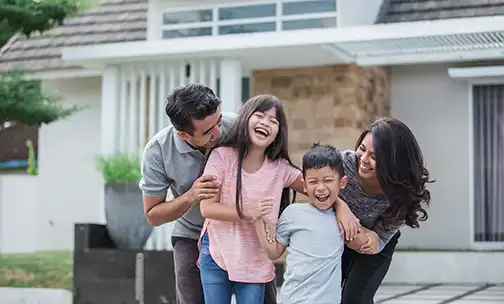 Hands holding house and change