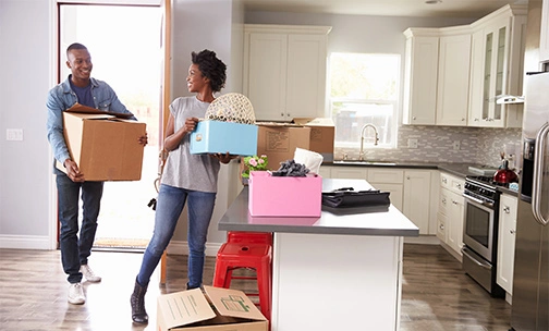 family moving boxes