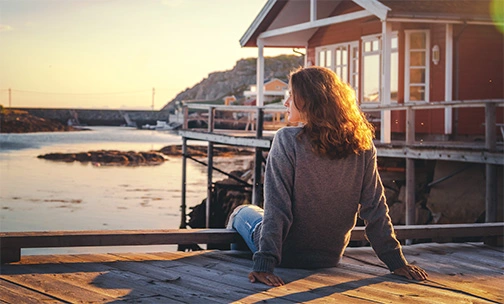 woman at vacation home