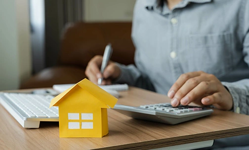 man using calculator