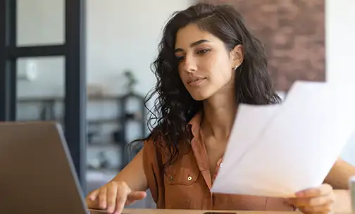 Young lady working on the laptop