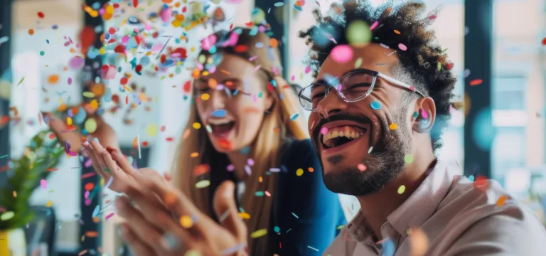 Friends throwing confetti