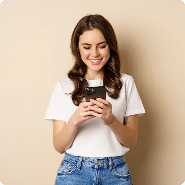 A lady using mobile phone