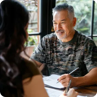 A military man having conversation