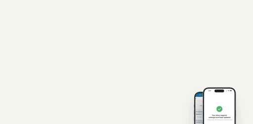 Penfed mobile app showing direct deposit setting.