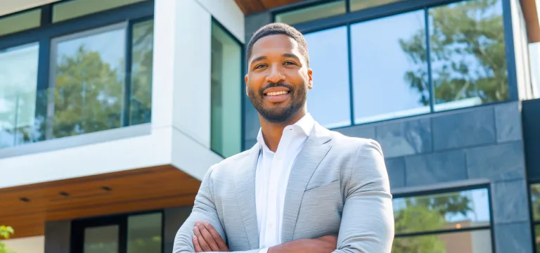 man talking on phone while holding a tab in hand and smiling