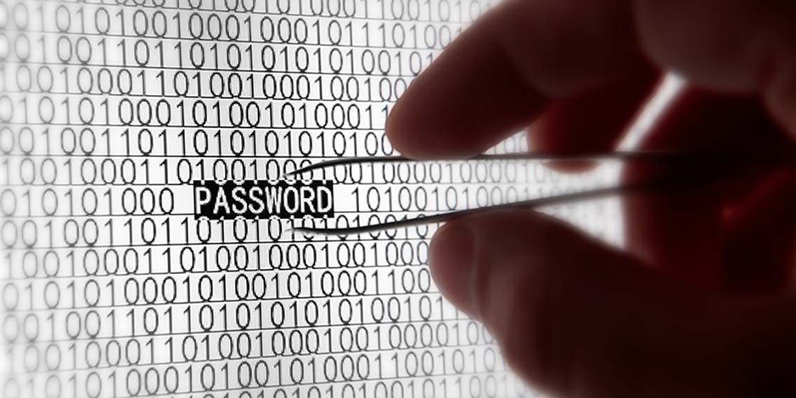 Pair of tweezers pointing at the text "PASSWORD"