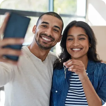 A couple taking selfie