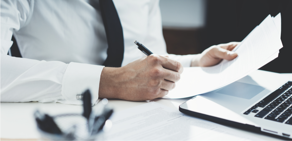 man completing a form