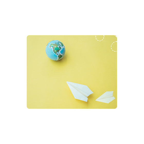 globe with yellow background