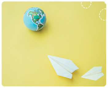 globe with yellow background