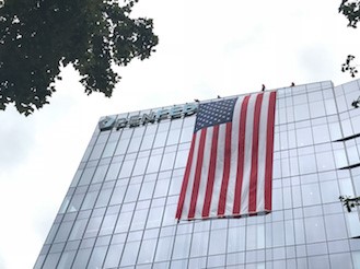 PenFed office displaying American flag for 9/11