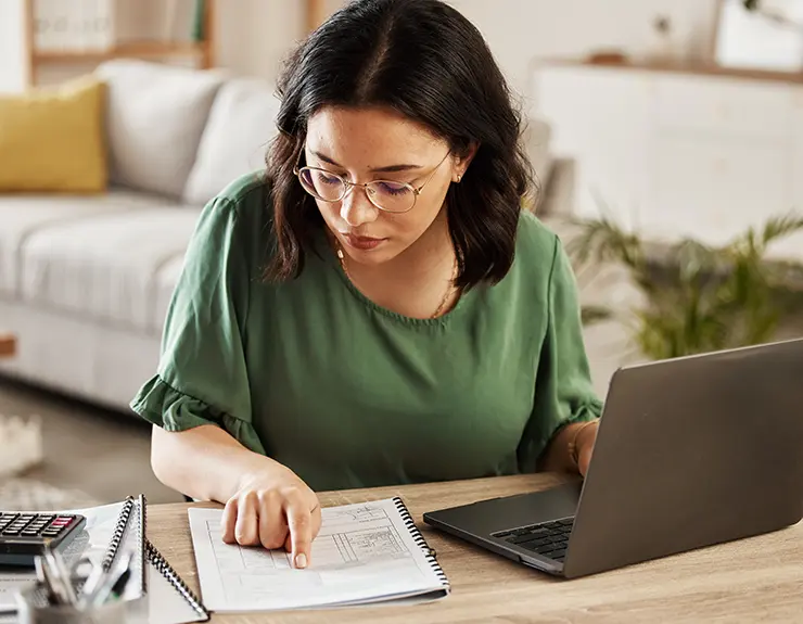 woman reviewing her finances