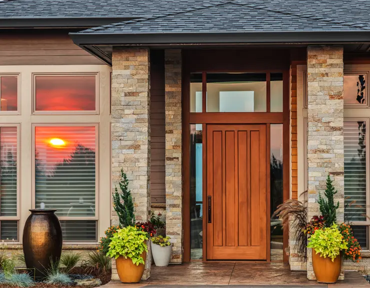 front of brick house