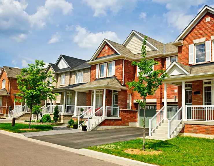 row of homes in a neighborhood