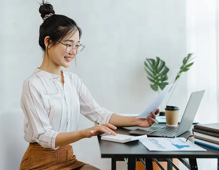 woman on the computer researching