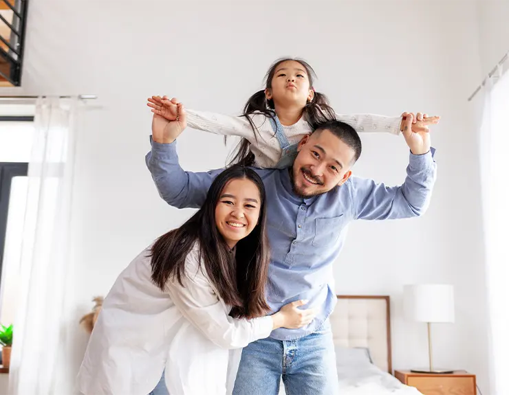 happy family in their home