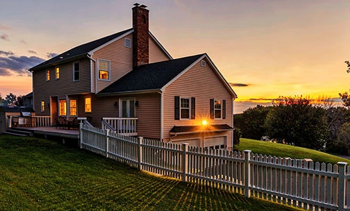 suburban house during sunset