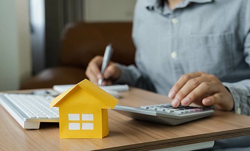 man using calculator