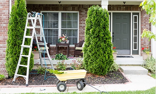 ladder in front of a house