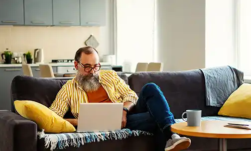 man doing research on the computer