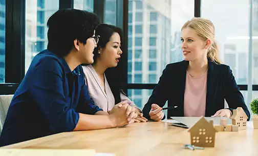 couple in discussion with representative